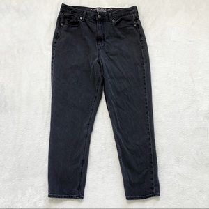 American Eagle black denim mom jeans size 12